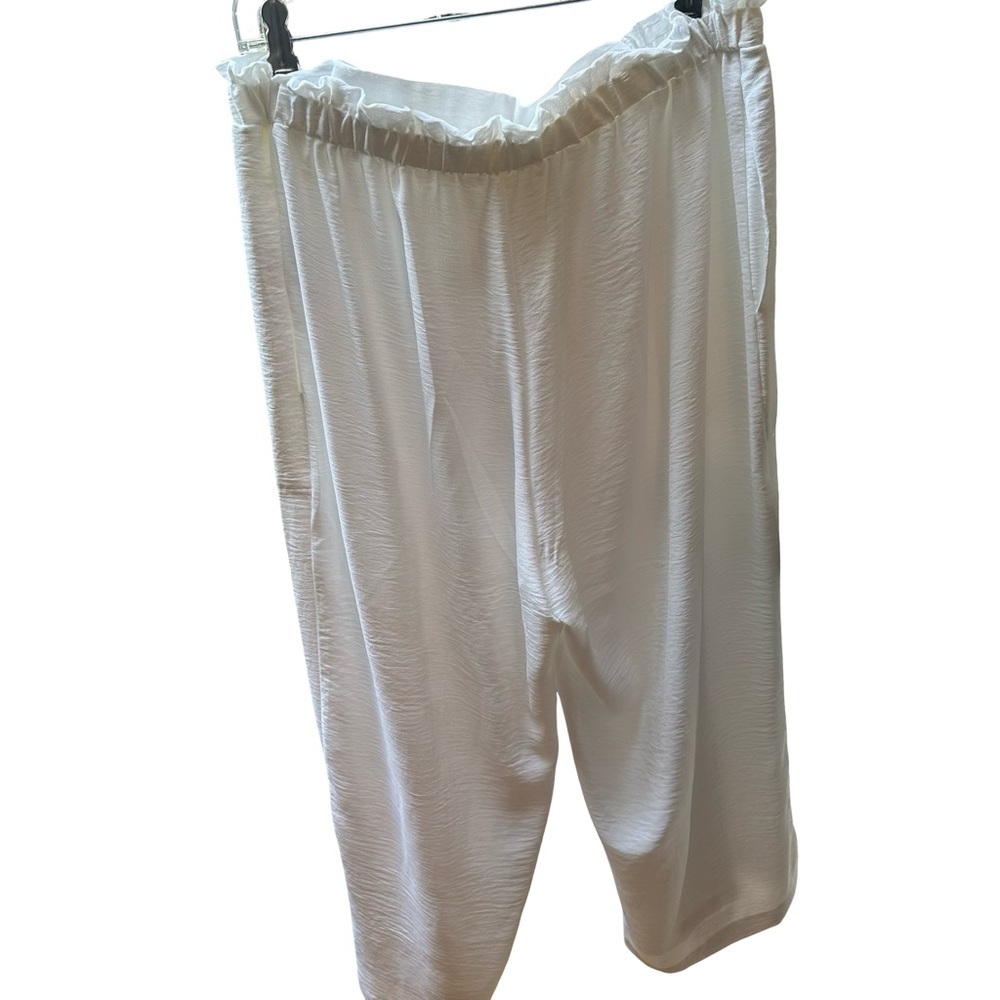 NWOT Hope & Harlow XL Classic White Textured Wide-Leg Pants - Picture 3 of 7